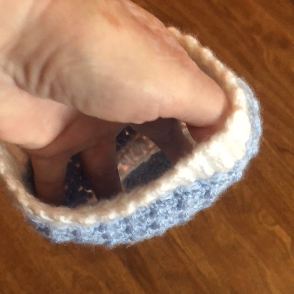 Cozy White and Blue Kids Beanie - Picture 3 of 4